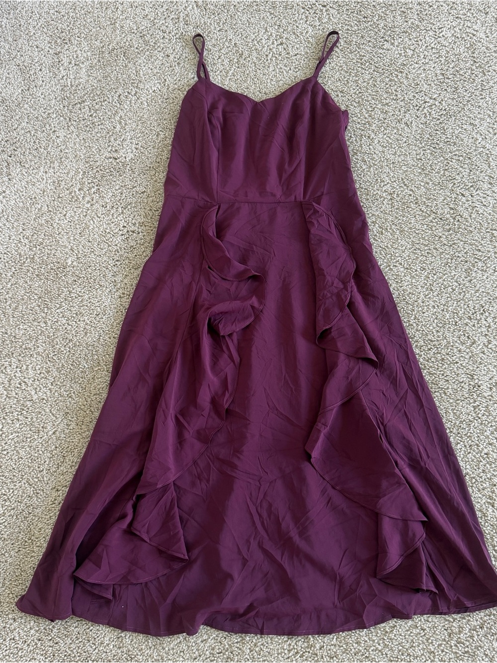 Women's Plum Ruffle Maxi Dress with Spaghetti Straps